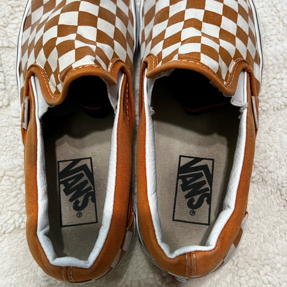 Vans Mustard Yellow and White Checkered Slip On Shoes Size Women’s 8 - Picture 3 of 7